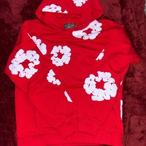 denim tear hoodie red